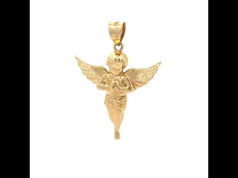 10K Yellow Gold Mens Women Cupid Angel Religious Charm Pendant