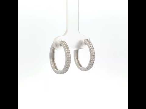925 Sterling Silver Womens Moissanite Double Row Fashion Hoop Earrings