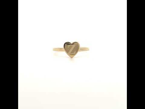 10K Yellow Gold Womens Heart Initial Alphabet Z Ring