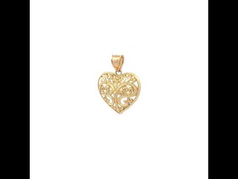 10K Yellow Gold Womens Heart Charm Pendant