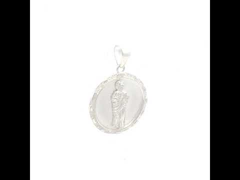 925 Sterling Silver Unisex Round St. Jude Religious Pendant