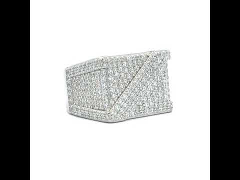 925 Sterling Silver Mens Cubic-Zirconia Square Head Fashion Ring Size 10