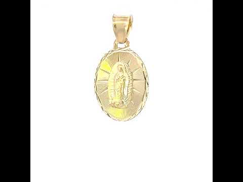 10K Yellow Gold Womens Oval Guadalupe Religious Charm Pendant