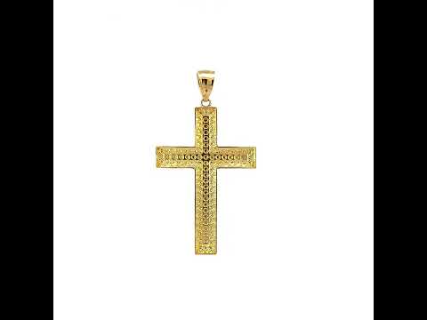 10K Yellow Gold Unisex Nugget Cross Religious Charm Pendant