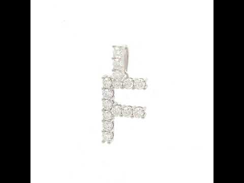 925 Sterling Silver Unisex 1.52ct Moissanite Initial Alphabet F Charm Pendant