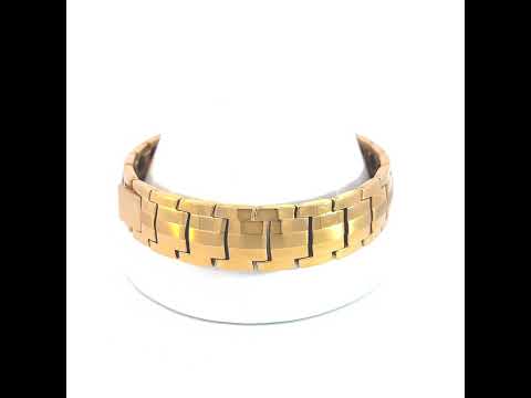 Stainless Steel Yellow-tone Mens Fashion Bracelet Size 8.5 Inches