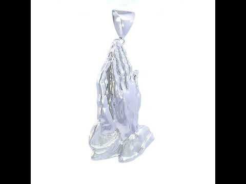 925 Sterling Silver Mens Praying Hands Symbol Religious Charm Pendant