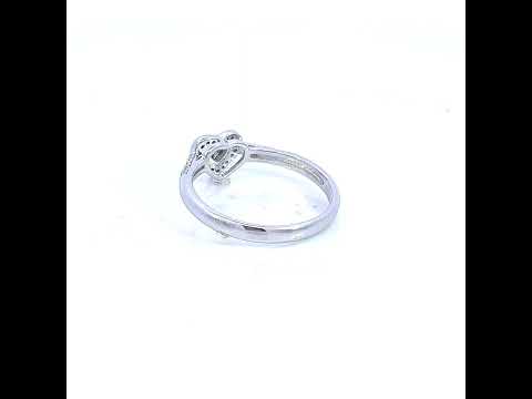 925 Sterling Silver Womens Cubic-Zirconia Love Heart Ring Size 8