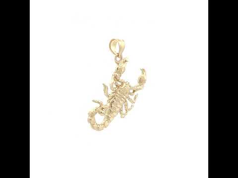 10K Yellow Gold Diamond-Cut Unisex Scorpio Animal Charm Pendant