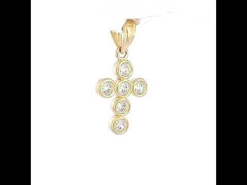 10K Yellow Gold Womens Cubic-Zirconia Cross Religious Charm Pendant