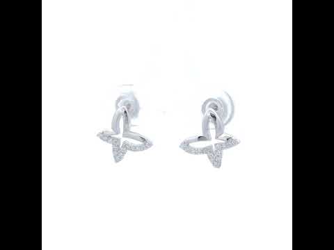 925 Sterling Silver Womens Cubic-Zirconia Butterfly Stud Earrings