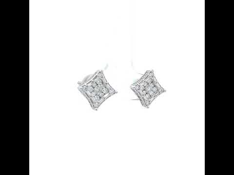 925 Sterling Silver Unisex Round Baguette 0.68ct, 0.44ct Moissanite Square Fashion Stud Earrings