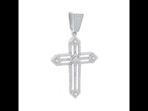 925 Sterling Silver Unisex CZ Cross Religious Charm Pendant