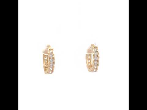 14K Gold Cubic Zirconia Hoop Earings
