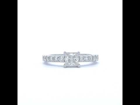 925 Sterling Silver Womens 1.00ct Baguette 0.82ct Round Moissanite Fashion Engagement Ring Size 6