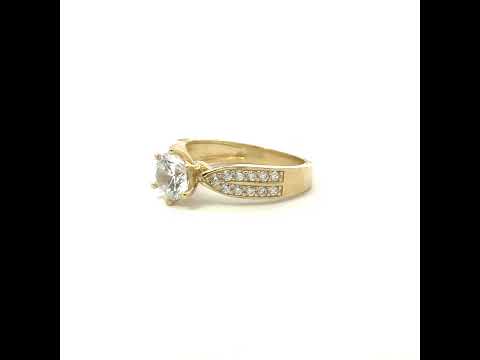 10K Yellow Gold Womens Cubic-Zirconia Engagement Ring