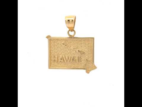 10K Yellow Gold Textured Unisex Hawaii State Charm Pendant