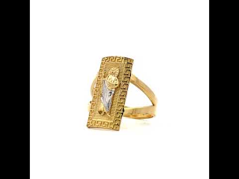 10K Two-tone Gold Womens St. Jude Religious Greek Key Ring