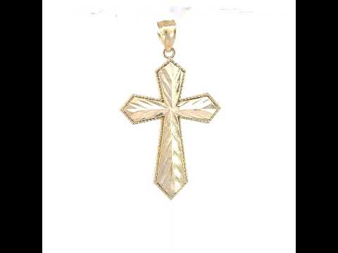 10K Yellow Gold Unisex Passion Cross Religious Charm Pendant