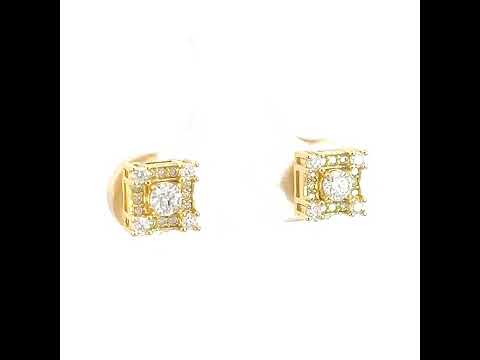 925 Sterling Silver Yellow-tone Womens 0.42ct Moissanite Square Fashion Stud Earrings