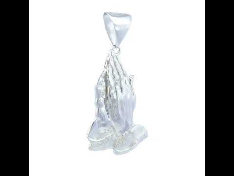 925 Sterling Silver Mens Praying Hands Symbol Religious Charm Pendant