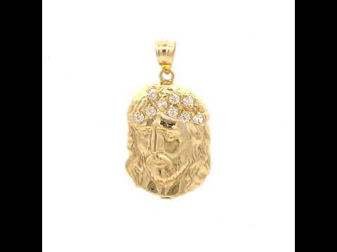 10K Yellow Gold Mens Jesus Religious Charm Pendant