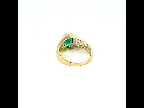 10K Yellow Gold Baby Green Oval Cubic-Zirconia Fashion Ring