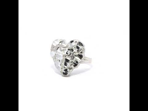 925 Sterling Silver Womens Heart Nugget Fashion Ring Size 7