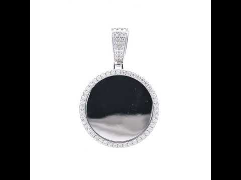 925 Sterling Silver Mens 1.20ct Moissanite Circle Picture Frame Pendant