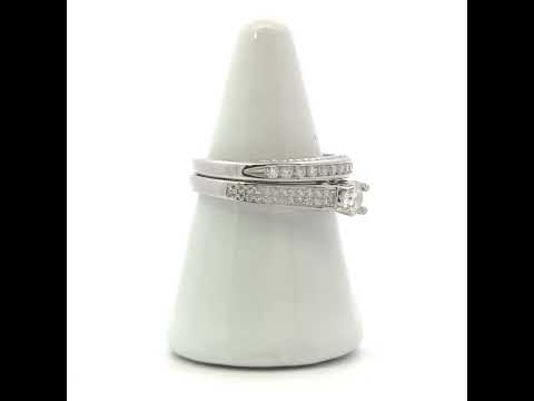 925 Sterling Silver Womens Round 1.56ct Moissanite Duo Bridal Ring Set Size 9