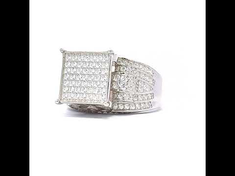 925 Sterling Silver Mens Cubic-Zirconia Square Head Fashion Ring