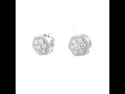 925 Sterling Silver Womens Round 0.98ct Moissanite Flower Fashion Stud Earrings