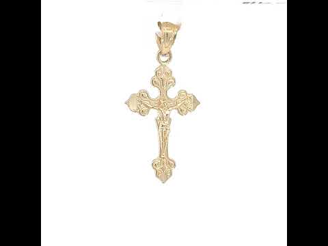 10K Yellow Gold Unisex Crucifix Cross Religious Charm Pendant