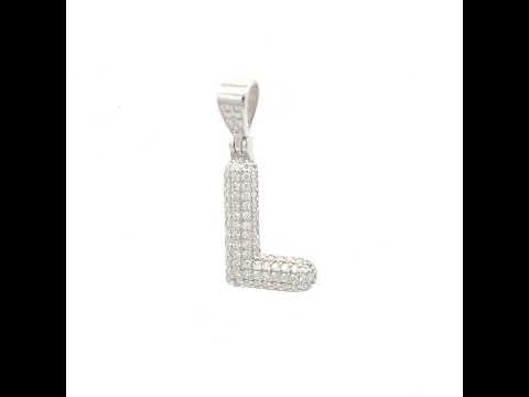 925 Sterling Silver 0.80ct Moissanite Initial Alphabet L Charm Pendant