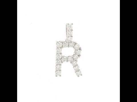 925 Sterling Silver Unisex 1.92ct Moissanite Initial Alphabet R Charm Pendant