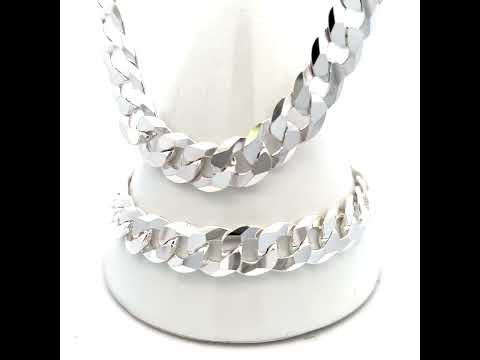 925 Silver Solid Super Flat Cuban Chain Silver 10.8mm-9