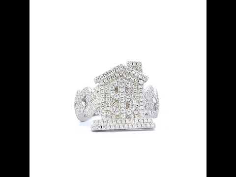 925 Sterling Silver Mens Baguette 1.22ct Round Moissanite Dollar Sign Trap House Fashion Ring Size 10