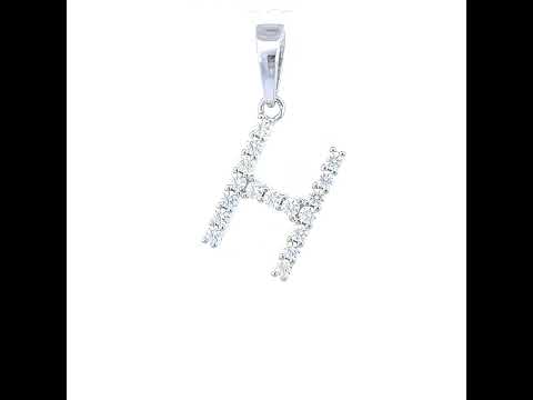 925 Sterling Silver Unisex 0.54ct Moissanite Initial H Alphabet Charm Pendant