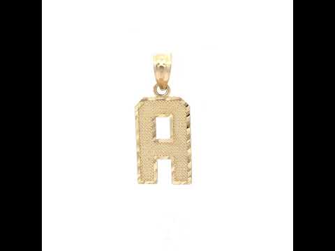 10K Yellow Gold Unisex Textured Initial Letter A Charm Pendant
