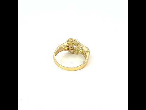 10K Yellow Gold Baby Cubic-Zirconia Buckle Fashion Ring