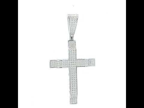 925 Sterling Silver Mens 1.03ct Moissanite Cross Religious Charm Pendant