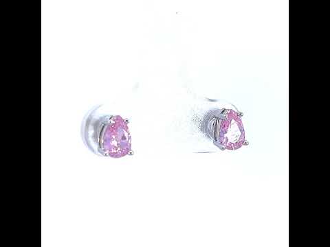 925 Sterling Silver Womens Pink Pear Cubic-Zirconia Tear Drop Stud Earrings
