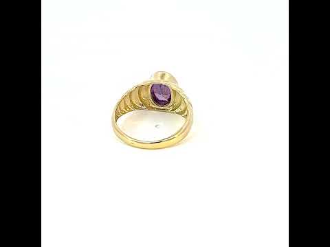 10K Yellow Gold Baby Purple Oval Cubic-Zirconia Oval Head Fashion Ring