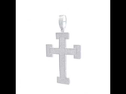 925 Sterling Silver Men 2.27ct Moissanite Cross Religious Charm Pendant