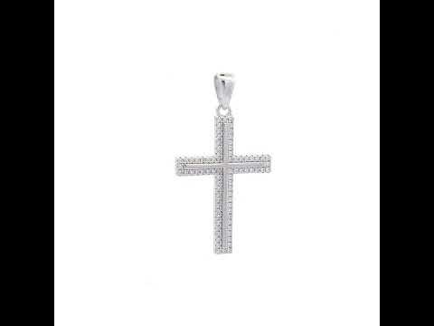 925 Sterling Silver Unisex Cubic-Zirconia Cross Religious Charm Pendant