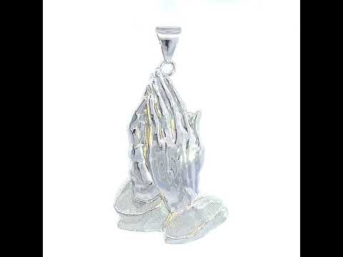 925 Sterling Silver Mens Praying Hands Symbol Religious Charm Pendant