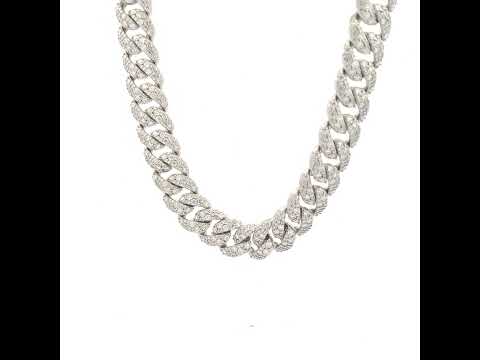 925 Sterling Silver Unisex Moissanite Miami Cuban Chain Necklace 12mm 22 Inches
