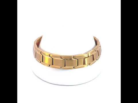 Stainless Steel Yellow-tone Mens Fashion Bracelet Size 8.5 Inches