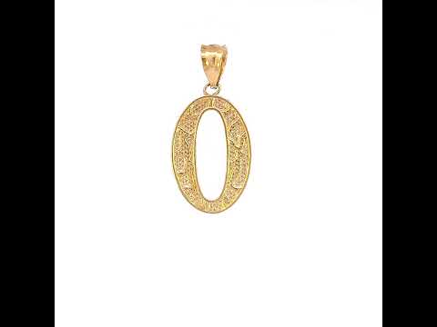10K Yellow Gold Unisex Number 0 Nugget Charm Pendant
