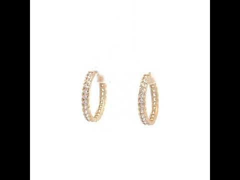 14K Gold Cubic Zirconia Hoop Earings